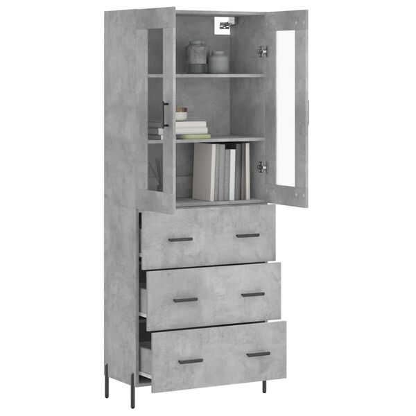 vidaXL Ντουλάπι Γκρι Σκυροδέματος 69,5x34x180 εκ. Επεξεργασμένο Ξύλο