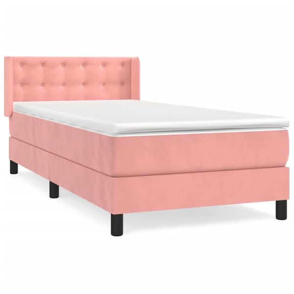 vidaXL &Kappa;&rho;&epsilon;&beta;ά&tau;&iota; Boxspring &mu;&epsilon; &Sigma;&tau;&rho;ώ&mu;&alpha; &Rho;&omicron;&zeta; 90x190 &epsilon;&kappa;. &Beta;&epsilon;&lambda;&omicron;ύ&delta;&iota;&nu;&omicron;