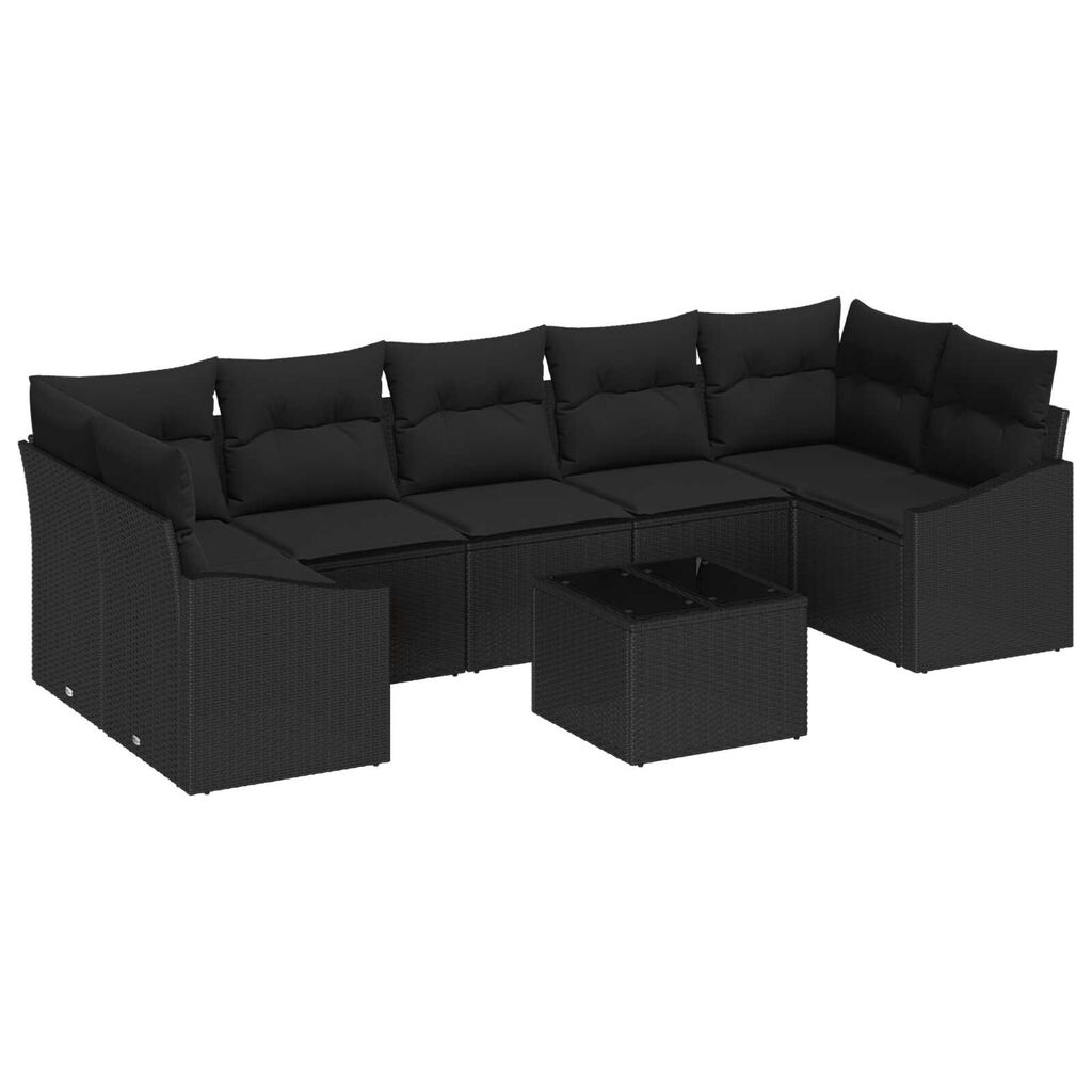 vidaXL Σετ Καναπέ Κήπου με μαξιλάρι 8 pcs Μαύρο 55 x 55 x 37 εκ