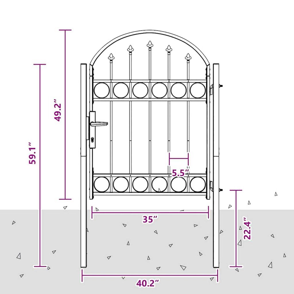 vidaXL Πύλη Φράχτη Γκρι 100 x 125 cm Ατσάλι με Επικάλυψη Πούδρας