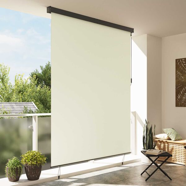 vidaXL Εξωτερικό ρολό Ριγέ Ρυθμιζόμενος Κρεμ 200 x 250 εκ. ύφασμα
