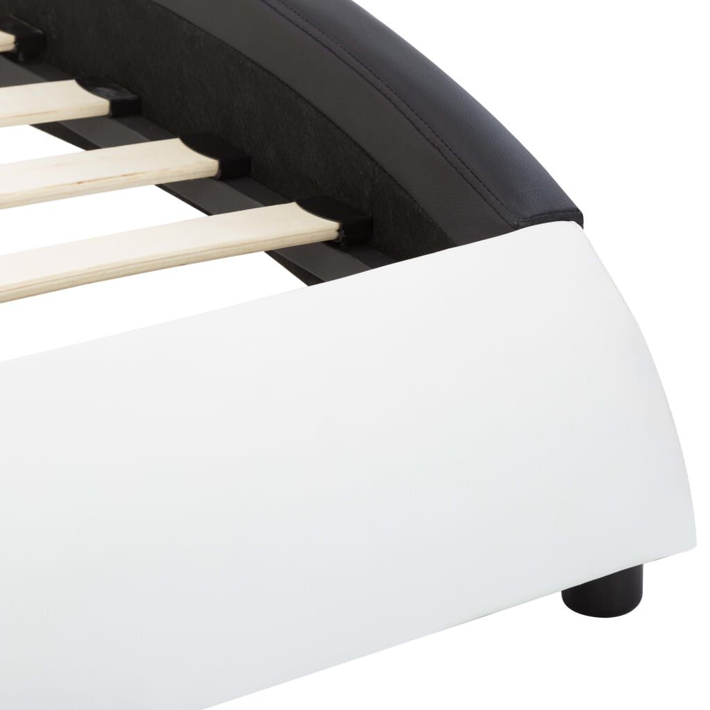 vidaXL Πλαίσιο Κρεβατιού με LED Ασπρόμαυρο 140x200 εκ. Συνθετικό Δέρμα