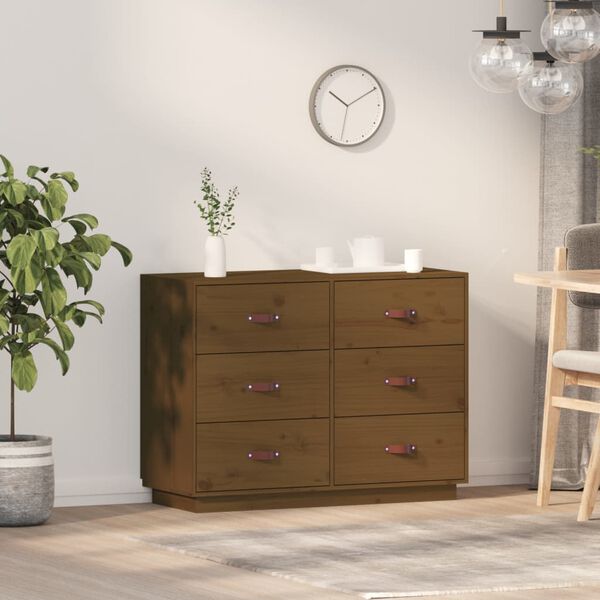 vidaXL Ντουλάπι Καφέ Μελί 100 x 4 x 75 εκ. από Μασίφ Ξύλο Πεύκου