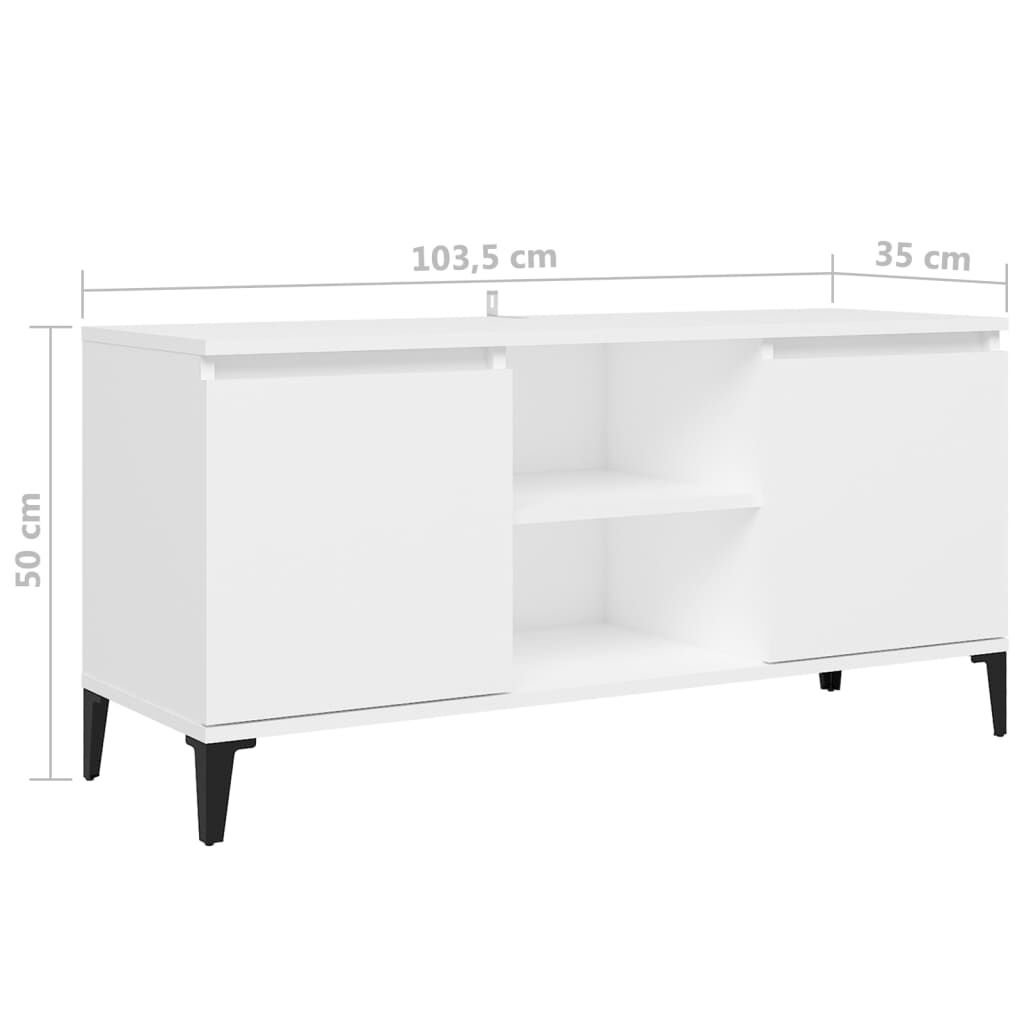 vidaXL Έπιπλο Τηλεόρασης Μεταλ. Λευκό 103,5x35x50 εκ. Μεταλλικά Πόδια