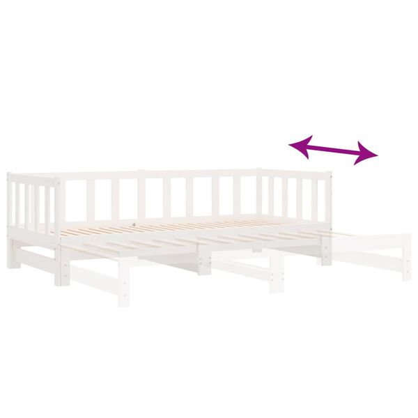 vidaXL Καναπές Κρεβάτι Λευκός 2 x (90 x 200) εκ. από Μασίφ Ξύλο Πεύκου