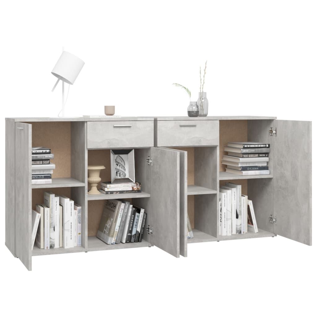 vidaXL Μπουφές Γκρι Σκυροδέματος 160 x 36 x 75 εκ. από Επεξ. Ξύλο