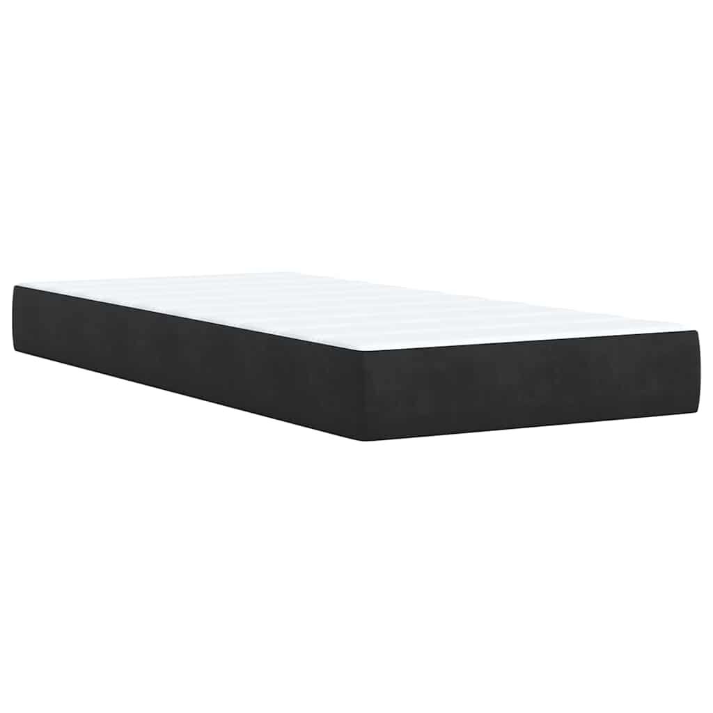 vidaXL Κρεβάτι Boxspring με Στρώμα Μαύρο Single Βελούδινο