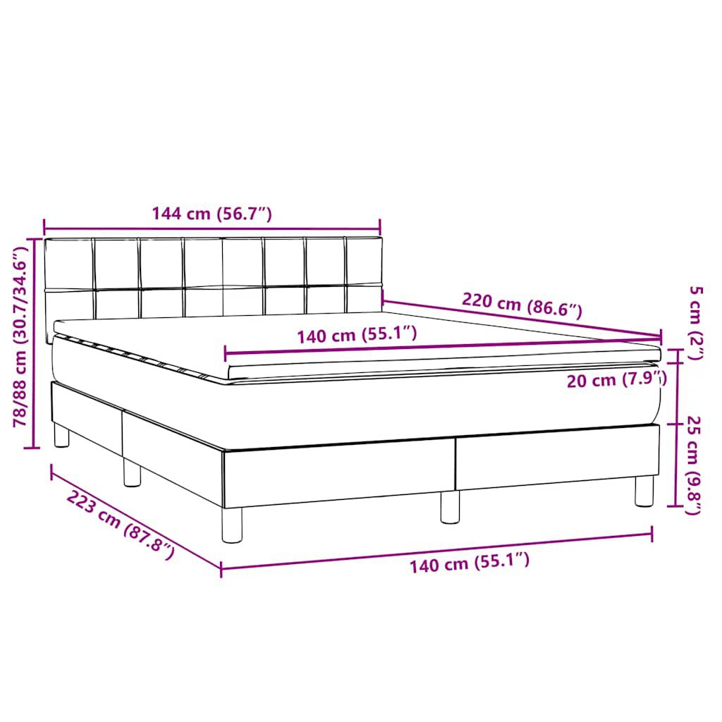 vidaXL Box Spring Κρεβάτι με στρώμα Σκούρο πράσινο 140x220cm Βελούδινο
