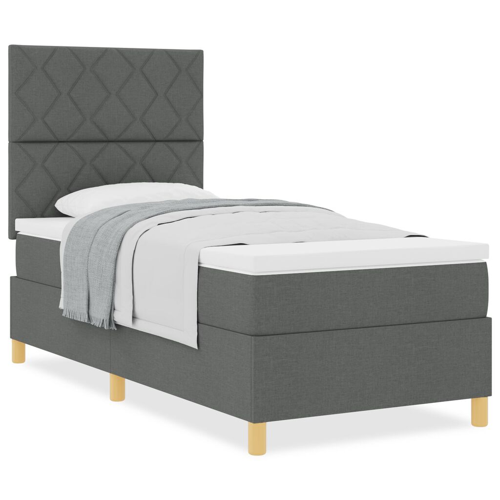 vidaXL Κρεβάτι Box Spring με Στρώμα Σκούρο Γκρι 100x200 εκ. Ύφασμα