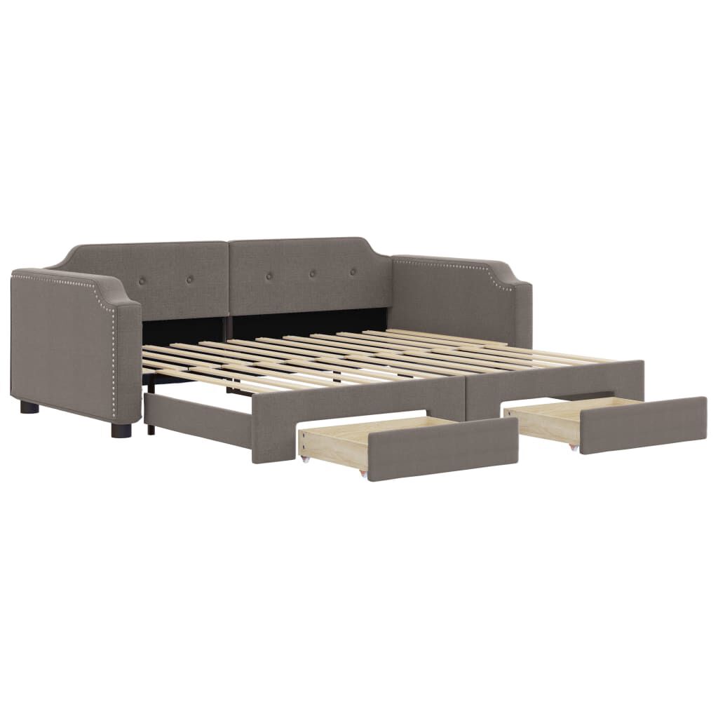 vidaXL Καναπές Κρεβάτι Συρόμενος Taupe 100x200εκ. Υφασμάτινος Συρτάρια