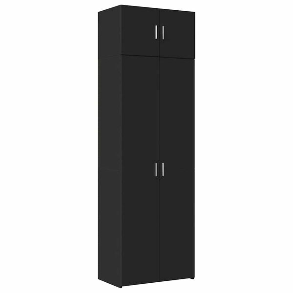 vidaXL Ραφιέρα με Ντουλάπια Μαύρο 70 x 42,5 x 225 εκ. από Επεξ. Ξύλο