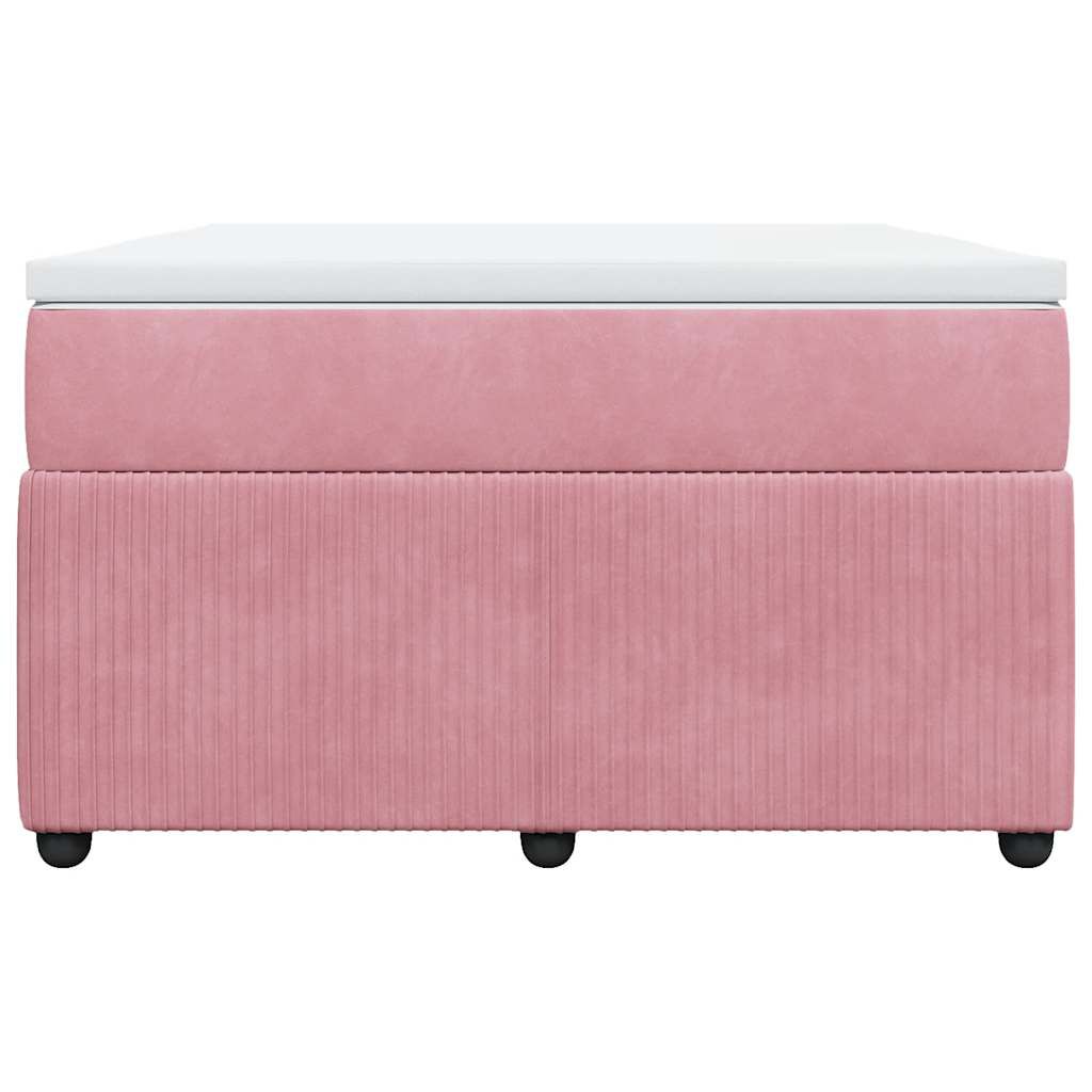 vidaXL Κρεβάτι Boxspring με Στρώμα Ροζ 120x200 εκ. Βελούδινο