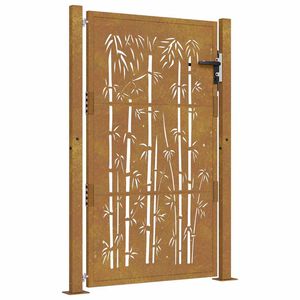 vidaXL Πόρτα Κήπου από Μπαμπού με Σχέδιο από Ατσάλι Corten 105 x 155 εκ.