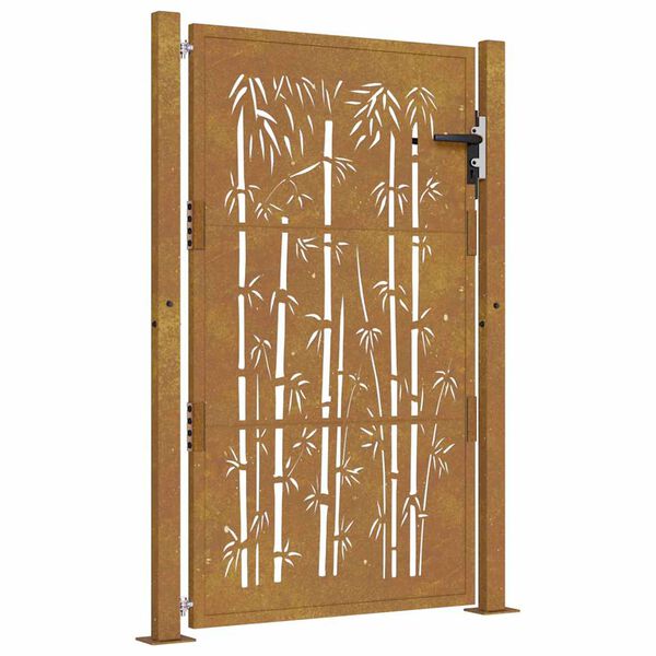 vidaXL Πόρτα Κήπου από Μπαμπού με Σχέδιο από Ατσάλι Corten 105 x 155 εκ.
