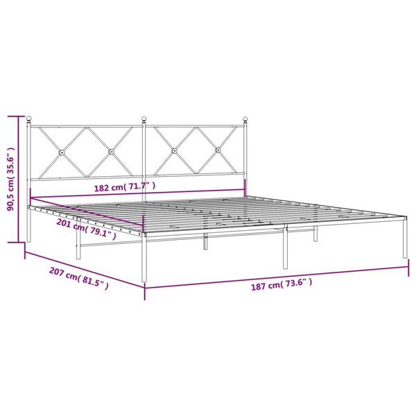 vidaXL Πλαίσιο Κρεβατιού με Κεφαλάρι Λευκό 180x200 εκ. Μεταλλικό