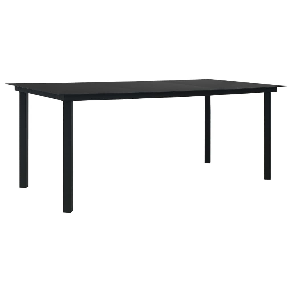 vidaXL Τραπεζαρία Κήπου Μαύρη 190 x 90 x 74 εκ. από Ατσάλι / Γυαλί