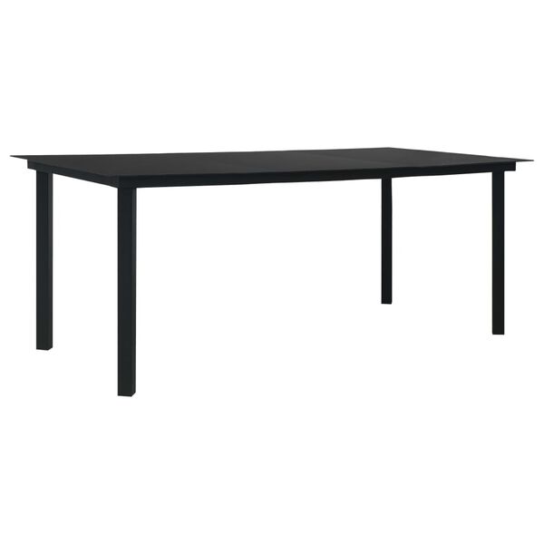 vidaXL Τραπεζαρία Κήπου Μαύρη 190 x 90 x 74 εκ. από Ατσάλι / Γυαλί