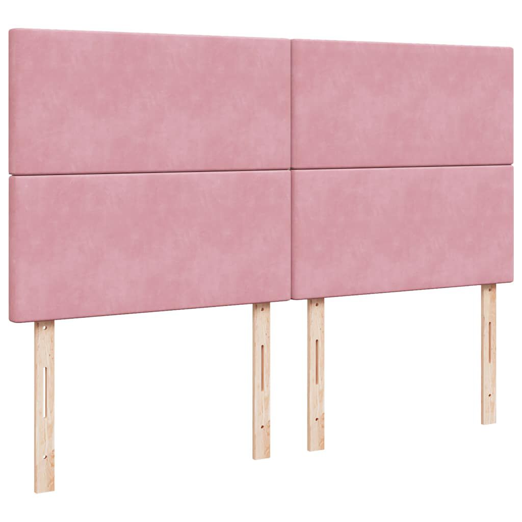 vidaXL Κρεβάτι Boxspring με Στρώμα Ροζ 200x200 εκ. Βελούδινο
