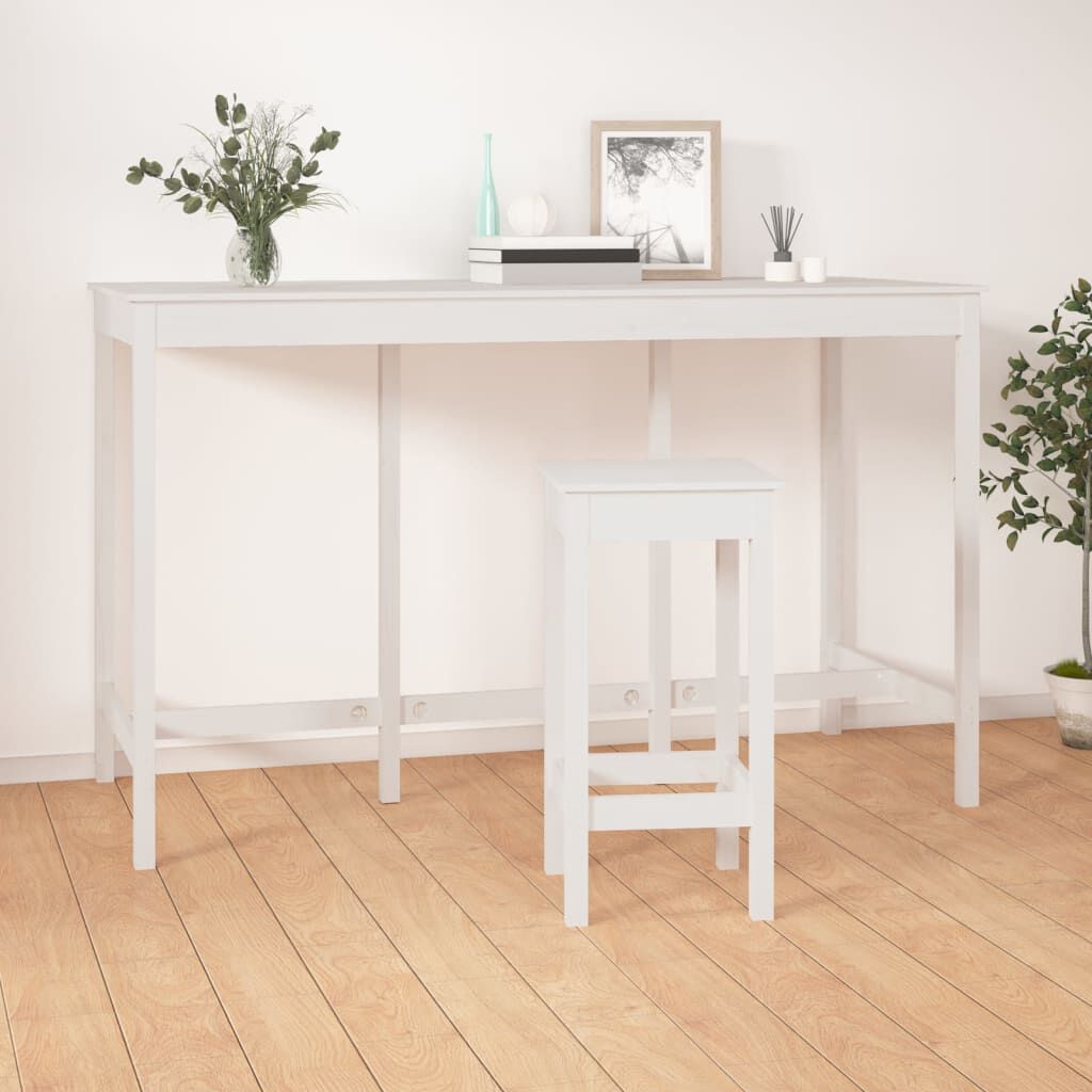 vidaXL Τραπέζι Μπαρ Λευκό 180 x 80 x 110 εκ. από Μασίφ Ξύλο Πεύκου
