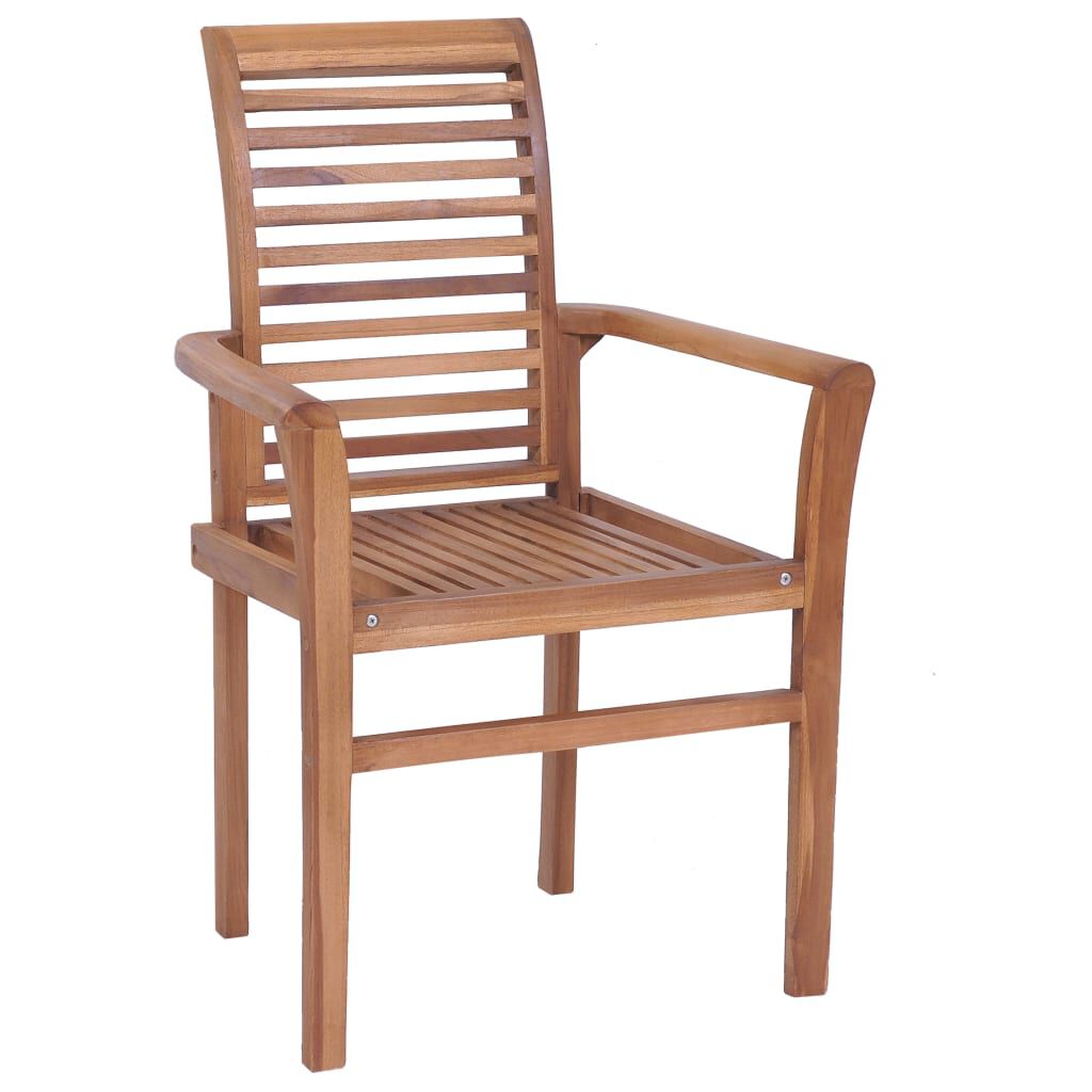 vidaXL Καρέκλες Τραπεζαρίας 8 τεμ. Ξύλο Teak με Κρεμ/Λευκά Μαξιλάρια