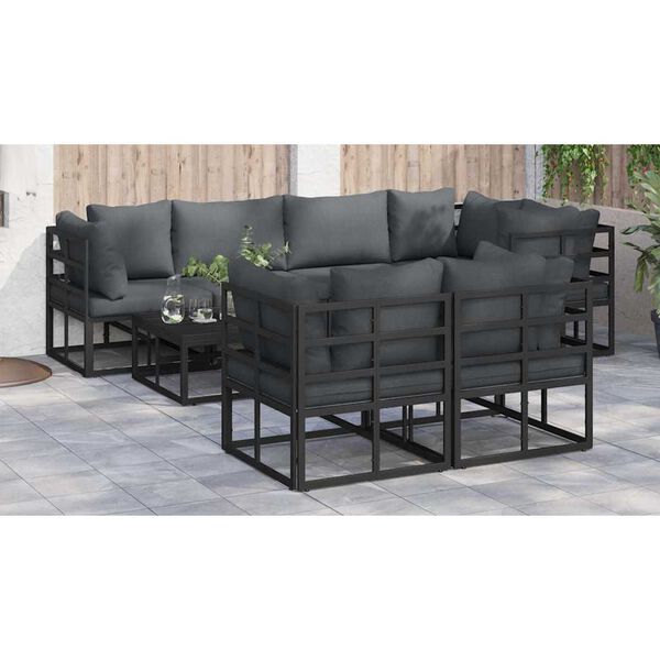 vidaXL Σετ Καναπέ Κήπου 7 pcs Μαύρο 283 x 143 x 71 εκ Αλουμίνιο
