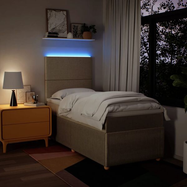 vidaXL &Kappa;&rho;&epsilon;&beta;ά&tau;&iota; Boxspring &mu;&epsilon; &Sigma;&tau;&rho;ώ&mu;&alpha; &Kappa;&rho;&epsilon;&mu; 90x190 &epsilon;&kappa;.&Upsilon;&phi;&alpha;&sigma;&mu;ά&tau;&iota;&nu;&omicron;