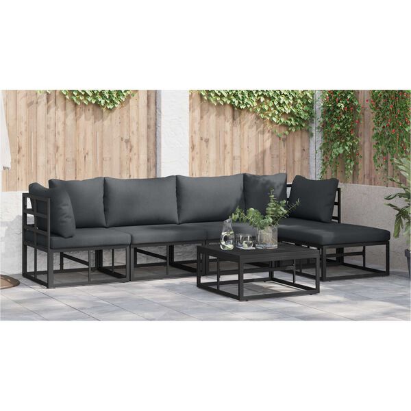 vidaXL Σετ Καναπέ Κήπου 5 pcs Μαύρο 283 x 141.5 x 71 εκ. Αλουμίνιο