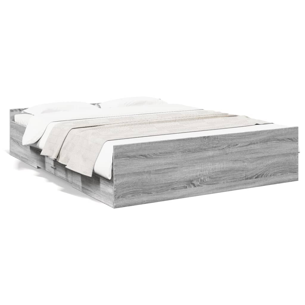 vidaXL Πλαίσιο Κρεβατιού με Συρτάρια Γκρι Sonoma 150x200εκ. Επεξ. Ξύλο