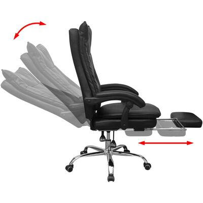 vidaXL Καρέκλα Γραφείου Ανακλινόμενη με Υποπόδιο Μαύρη