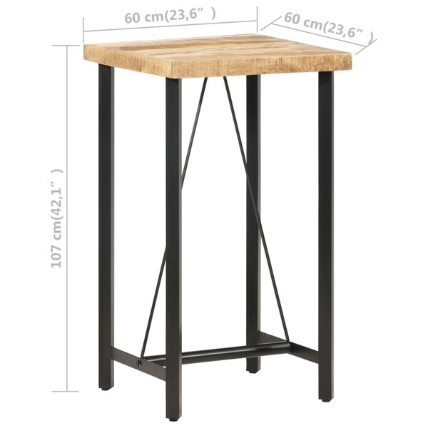 vidaXL Τραπέζι Μπαρ 60 x 60 x 107 εκ. Ακατέργαστο Ξύλο Μάνγκο