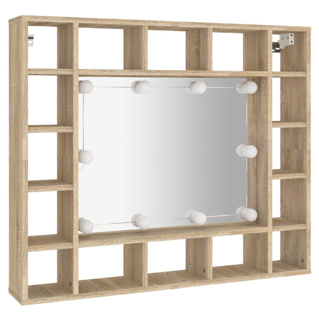 vidaXL Έπιπλο Καθρέπτη με LED Sonoma Δρυς 91 x 15 x 76,5 εκ.