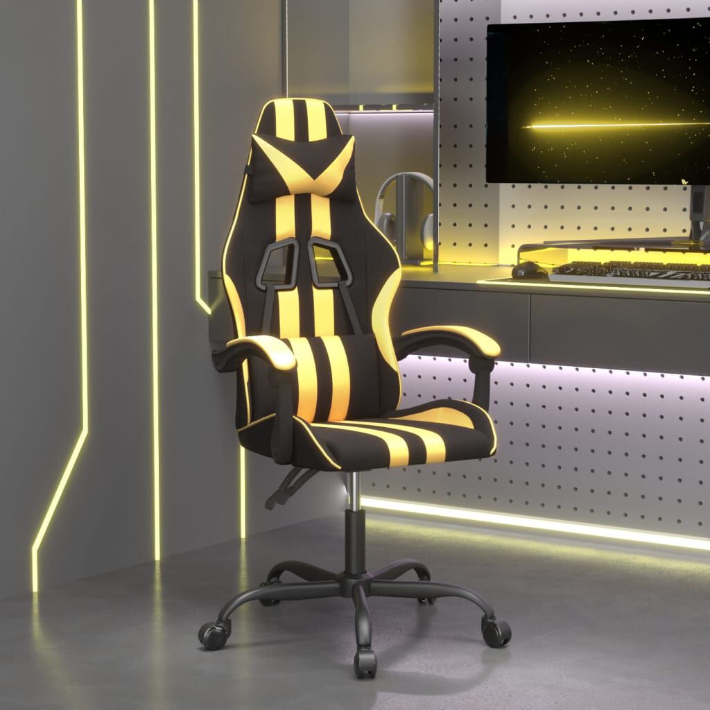 vidaXL Καρέκλα Gaming Μαύρο/Χρυσό από Συνθετικό Δέρμα