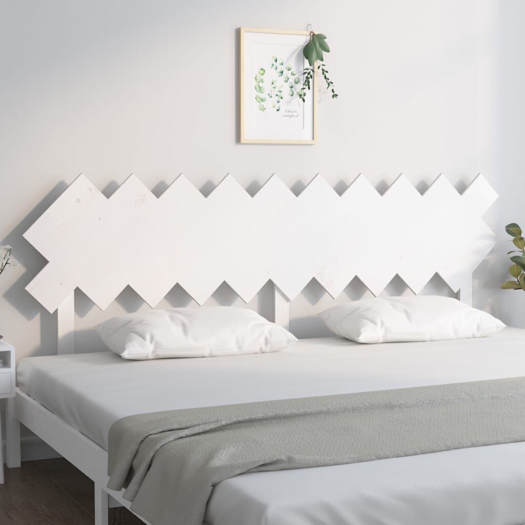 vidaXL Κεφαλάρι Κρεβατιού Λευκό 196x3x80,5 εκ. από Μασίφ Ξύλο Πεύκου