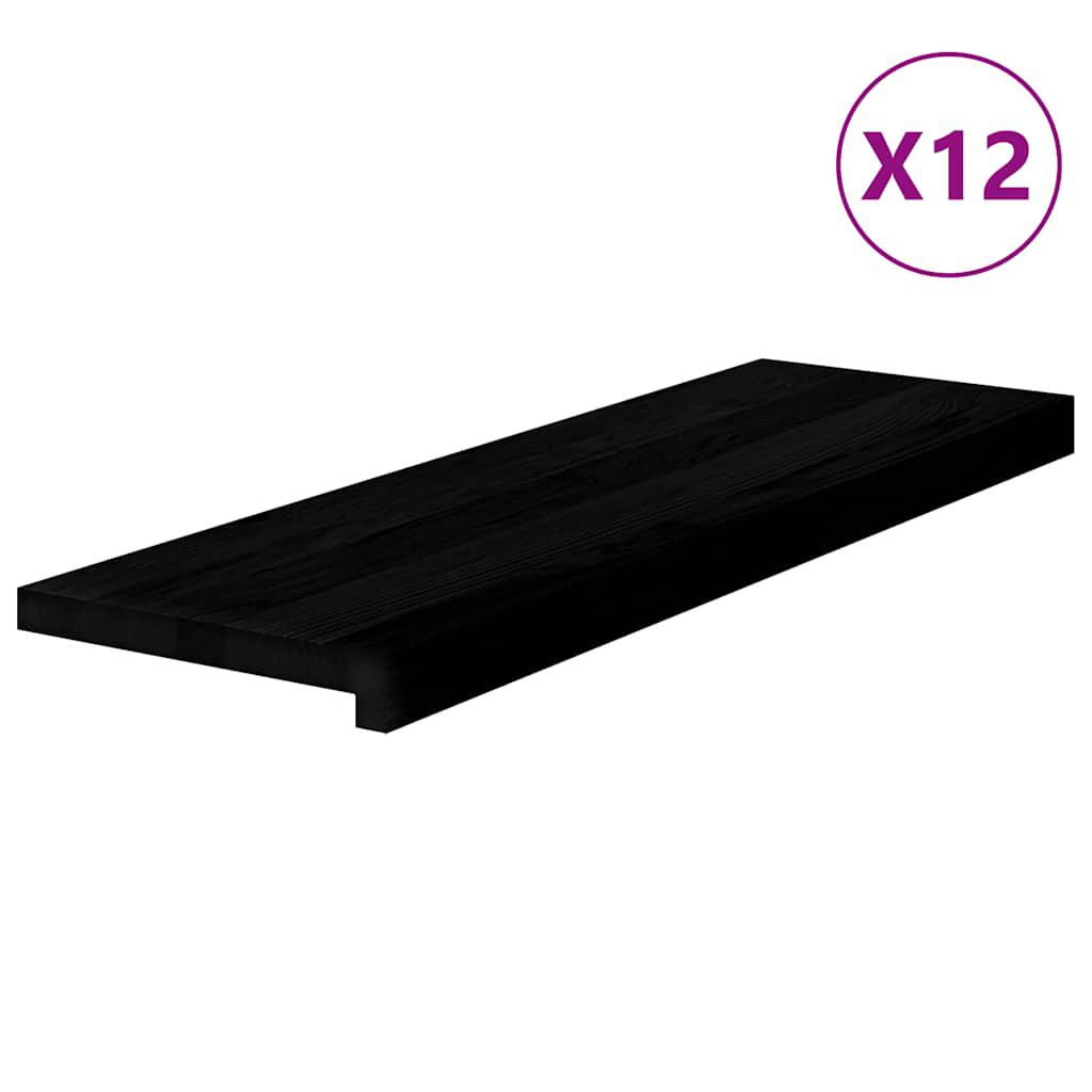 vidaXL Πέλματα Σκάλας 12 τεμάχια Σκούρο καφέ 80x25x2cm Ξύλο μασίφ δρυς