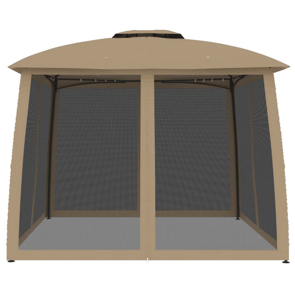 vidaXL Κιόσκι με Διπλούς Τοίχους/Δίχτυ Taupe 2,93x2,93 μ. από Ατσάλι