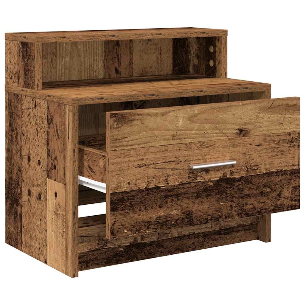 vidaXL Κομοδίνο με συρτάρι Όψη Παλαιού Ξύλου 51x31x47 εκ.