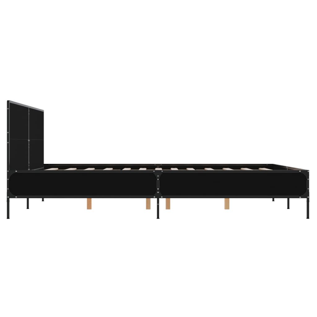 vidaXL Πλαίσιο Κρεβατιού Μαύρο 160x200 εκ. Επεξ. Ξύλο & Μέταλλο