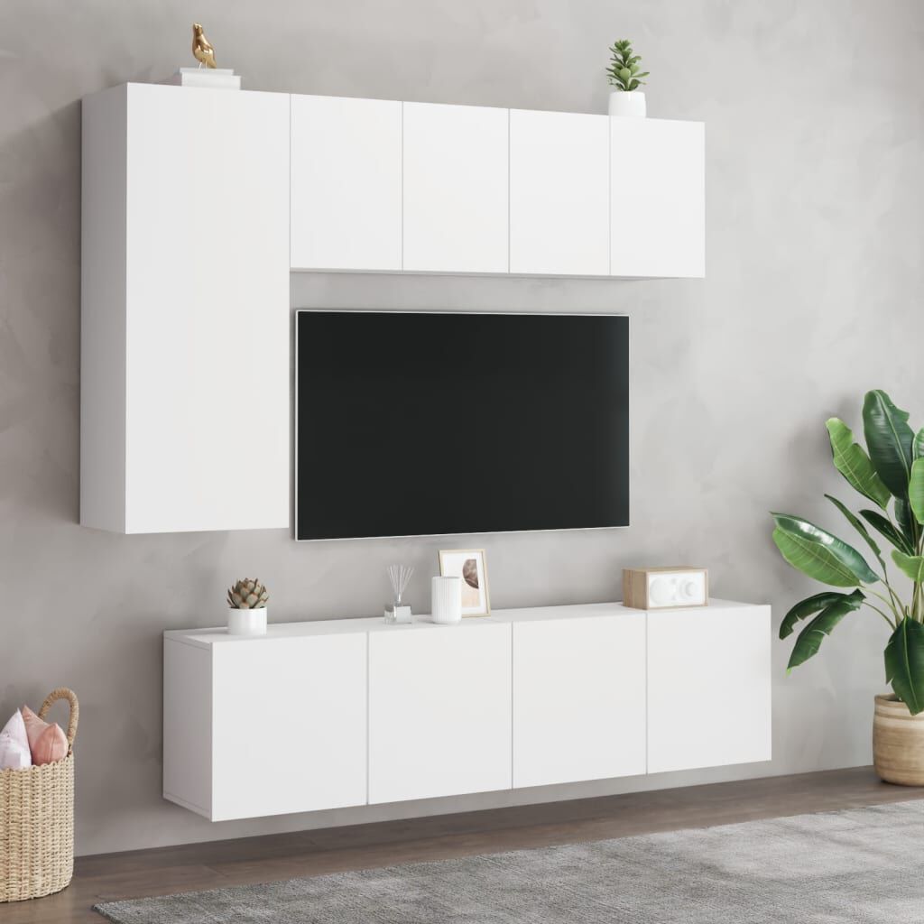 vidaXL Έπιπλα Τοίχου Τηλεόρασης 2 Τεμ. Λευκά 60 x 30 x 41 εκ.