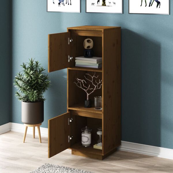 vidaXL Ντουλάπι Ψηλό Μελί 38 x 35 x 117 εκ. από Μασίφ Ξύλο Πεύκου