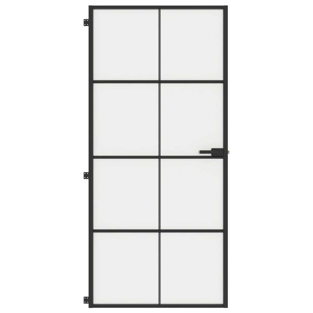 vidaXL Εσωτερική Πόρτα Μαύρη 93 x 201,5 εκ. Ψημένο Γυαλί & Αλουμίνιο
