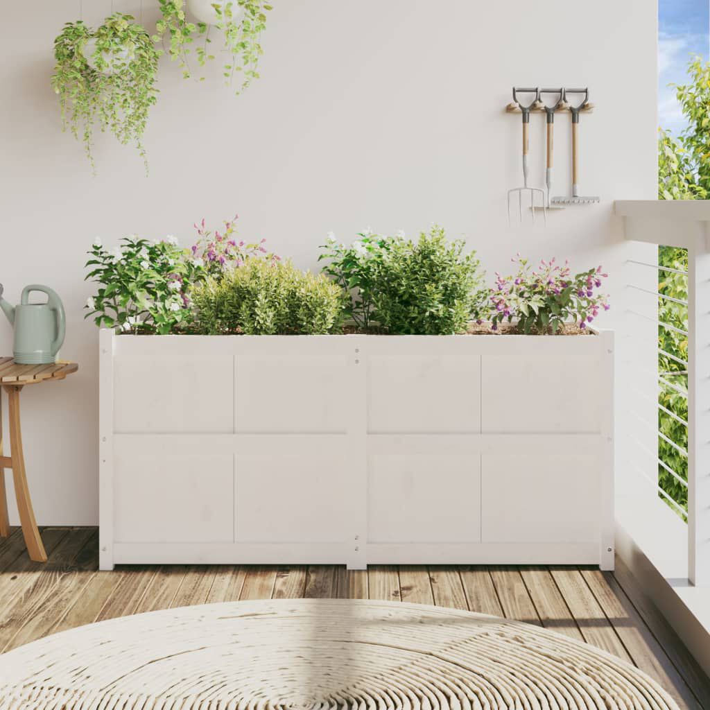 vidaXL Ζαρντινιέρα Λευκή 150 x 50 x 70 εκ. από Μασίφ Ξύλο Πεύκου