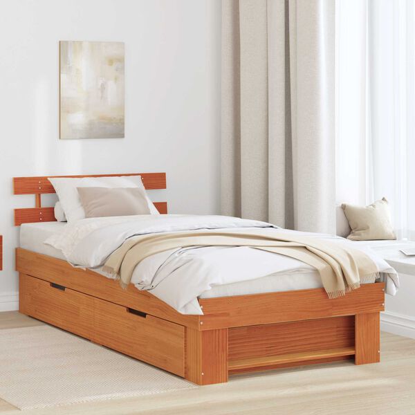 vidaXL Σκελετός Κρεβατιού Καφέ κεριού 90 x 190 cm Συμπαγές ξύλο πεύκου