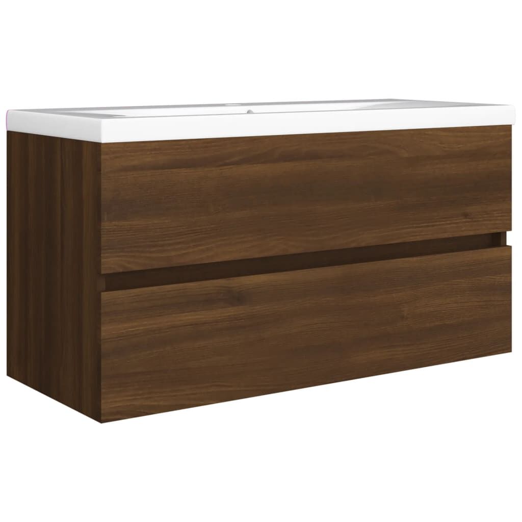 vidaXL Ντουλάπι Νιπτήρα Καφέ Δρυς 90x38,5x45 εκ. Επεξεργασμένο Ξύλο