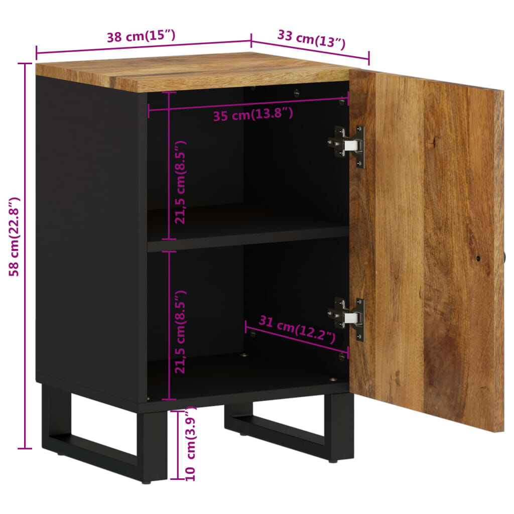 vidaXL Ντουλάπι Μπάνιου 38 x 33 x 58 εκ. από Μασίφ Ξύλο Μάνγκο
