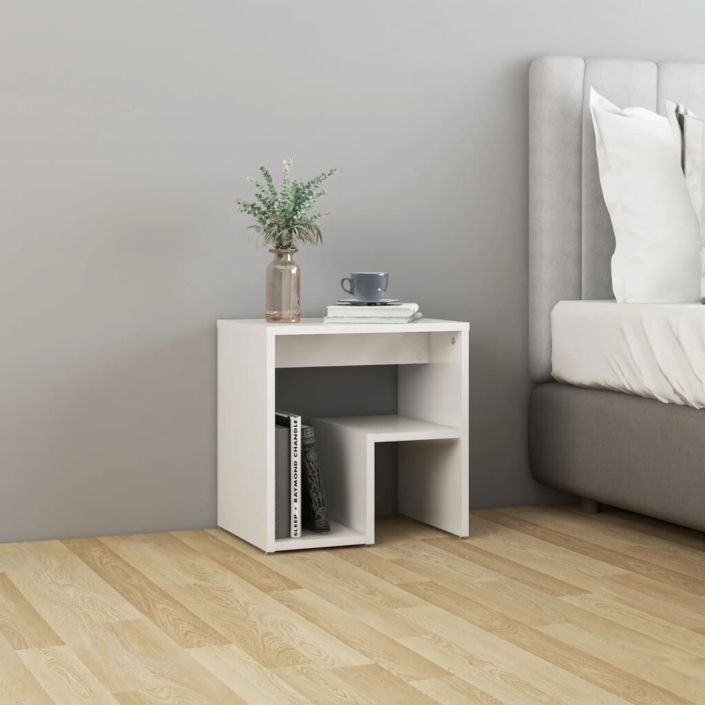 vidaXL Κομοδίνα 2 τεμ. Γυαλιστερό Λευκό 40x30x40 εκ. από Επεξ. Ξύλο