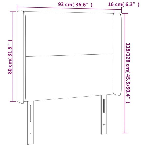 vidaXL Κεφαλάρι με Πτερύγια Κρεμ 93x16x118/128 εκ. Συνθετικό Δέρμα