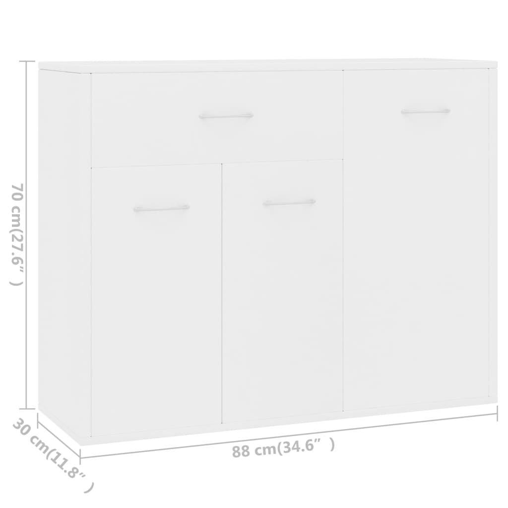 vidaXL Μπουφές Λευκός 88 x 30 x 70 εκ. από Επεξ. Ξύλο