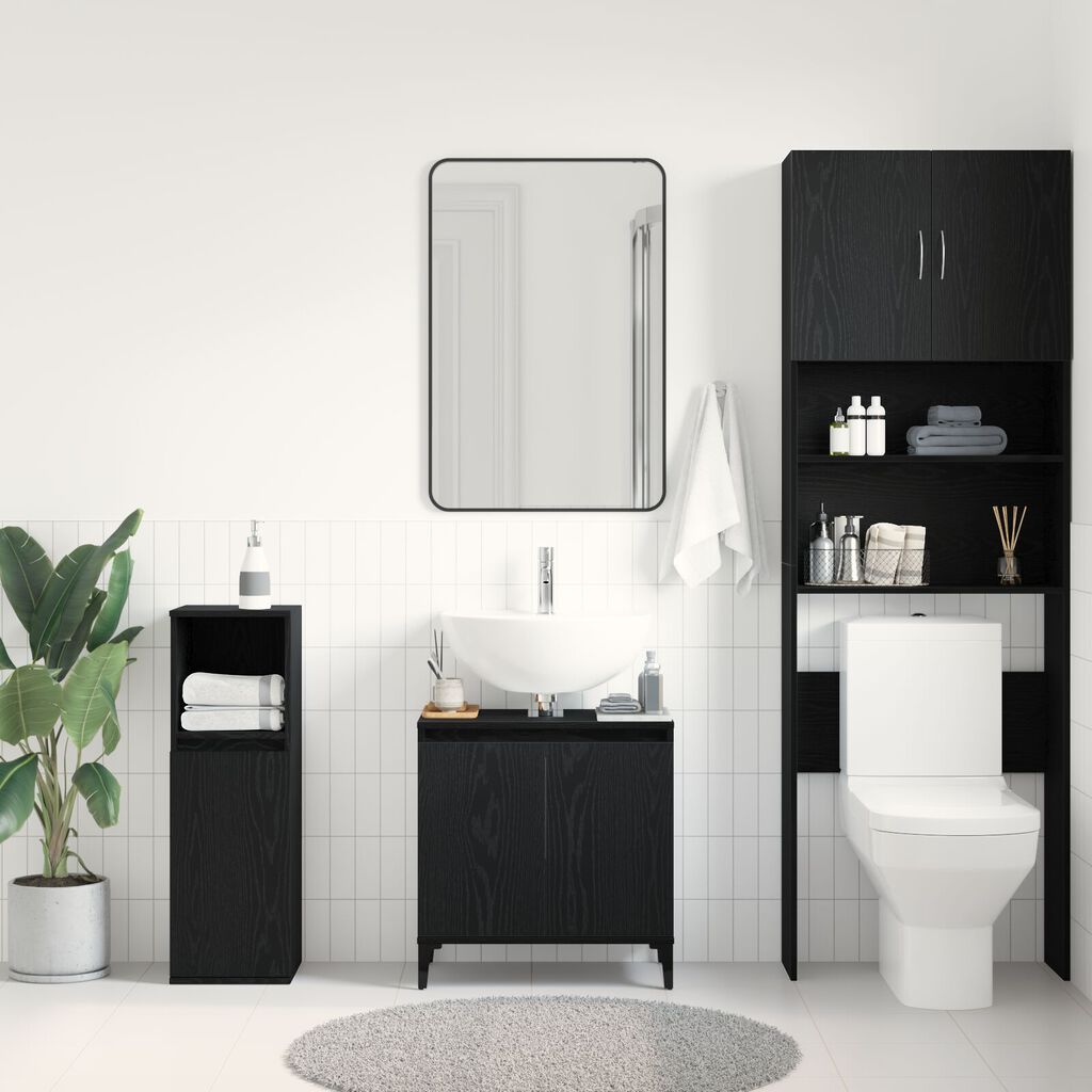 vidaXL Ντουλάπι Wash μαύρη δρυ 58x33x60 εκ. Επεξεργασμένο ξύλο