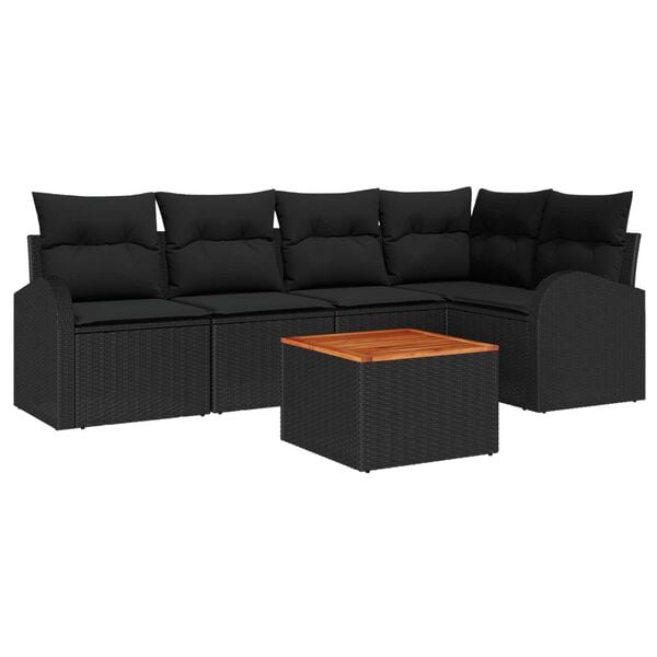 vidaXL Σετ Καναπέ Κήπου 6 pcs Μαύρο