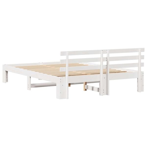 vidaXL Σκελετός Κρεβατιού Λευκό 150 x 200 cm Μασίφ ξύλο πεύκου